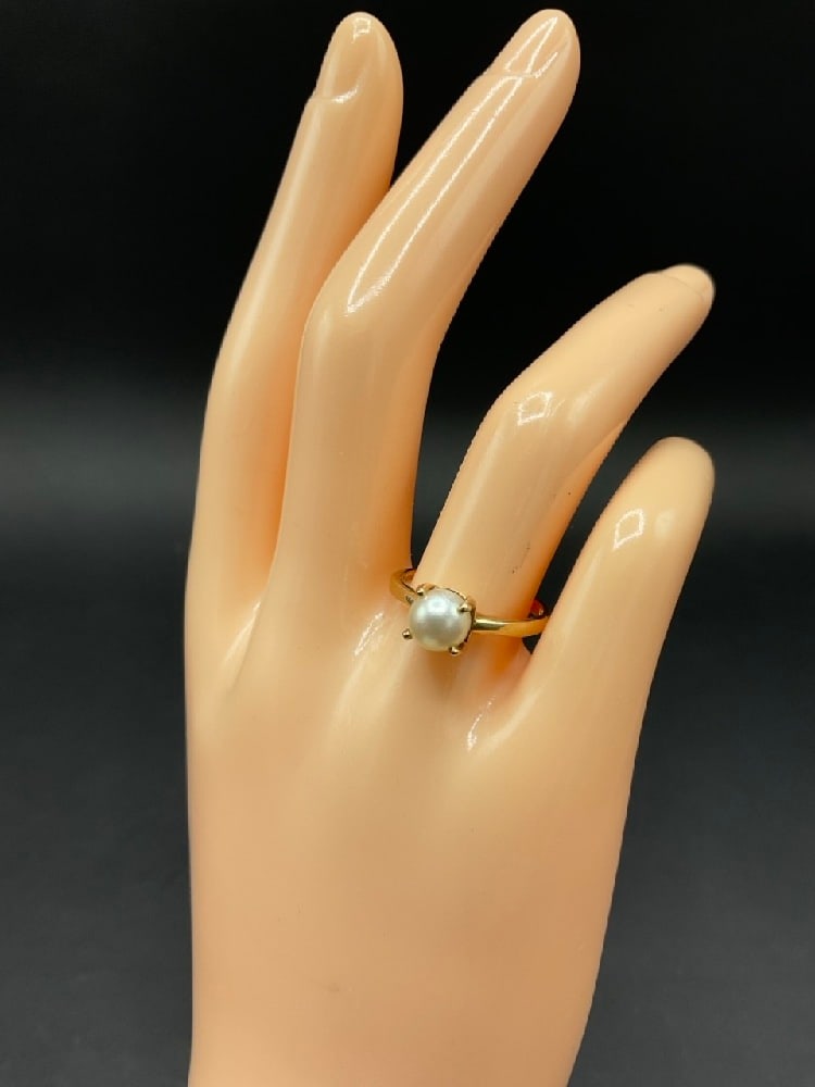 14K Yellow Gold Pearl Solitaire Ring (1 of 3)