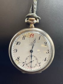 Early 1900's Omega Red 12 800 Silver Pocket Watch