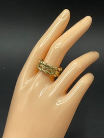 14K Yellow Gold Ornate Wedding Ring Band