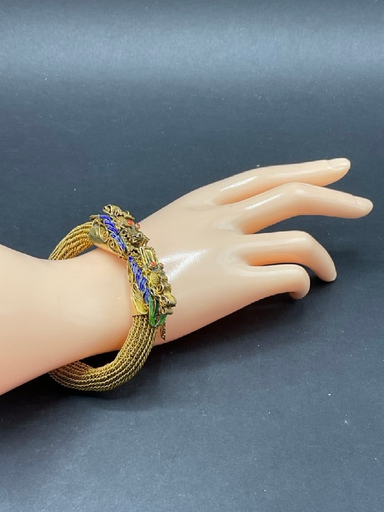 Chinese Sterling Silver Vermeil Dragon Bracelet (1 of 7)