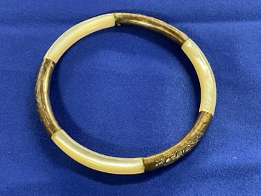 1890’s MOP Sterling Silver Chinese Bangle Bracelet