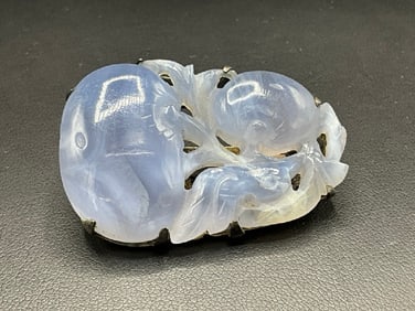 1880’s Carved Chinese Lavendar Jade Jewelry Clip