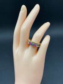 14K Yellow Gold Multi-Gemstone Mother's Ring