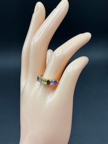10K Yellow Gold Multi-Gemstone Mother's Ring