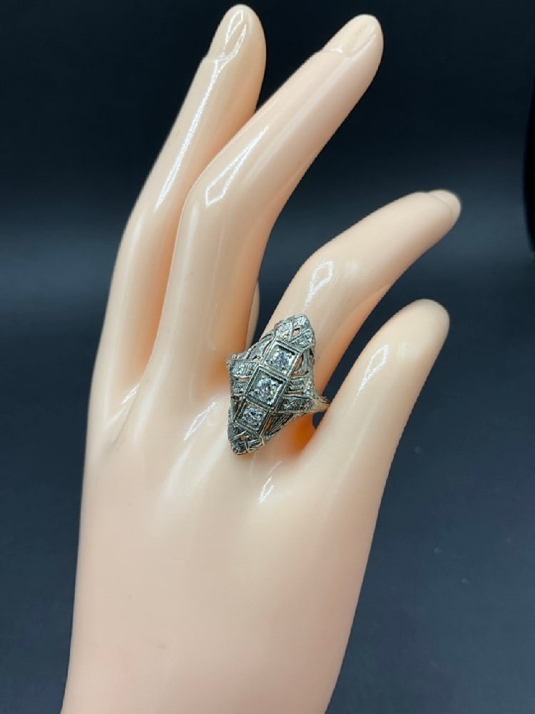 18K White Gold Edwardian Diamond Ring (1 of 6)