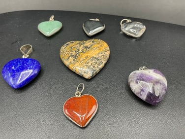 7 pcs. Artisan Sterling Silver Gemstones Pendants