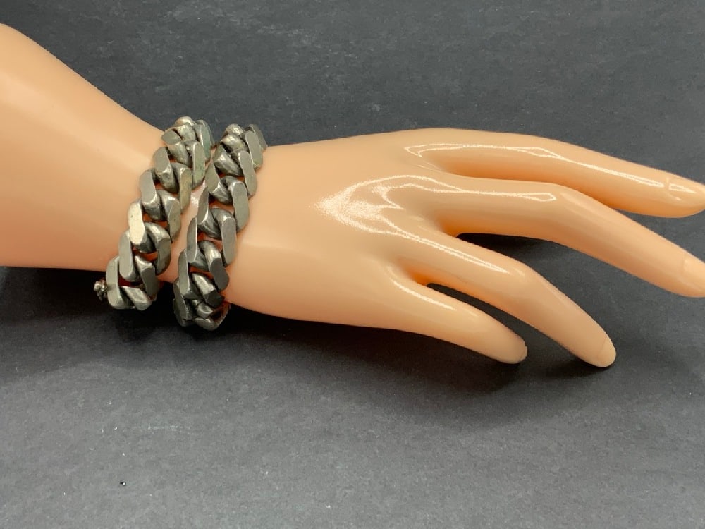 Two Vintage Solid Sterling Silver Handmade Heavy Link Bracelets (1 of 5)