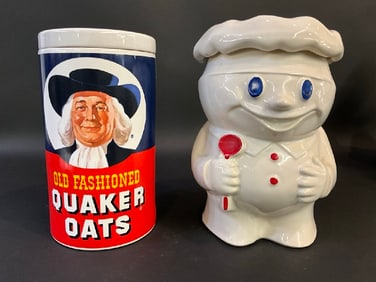 Old Fashion Quaker Oats and Pillsbury Dough Boy Cookie Jars