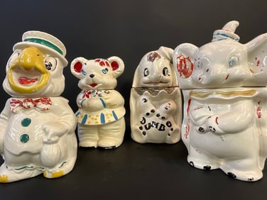 Turnabout Cookies Jars Disney Donald Duck/Joe Carioca, Bear, and Two Disney Dumbo