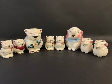 Shawnee Pottery “Puss N Boots?? and “Elephant?? Tea Pots/ Pitchers/ Creamers
