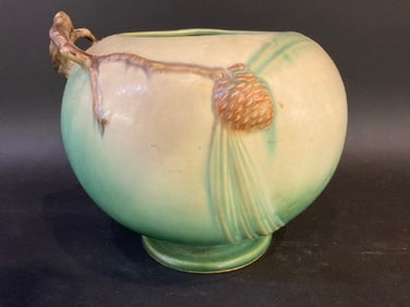 1930s Roseville Pottery Pinecone Ball Vase