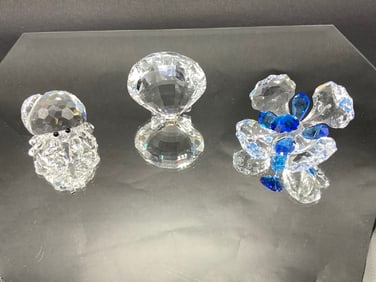 (3) Swarovski Figurines - Crab, Seashell