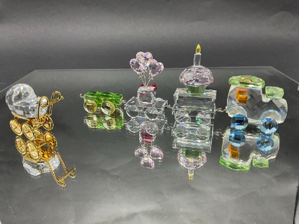 (4) Piece Swarovski Train & Swarovski Crystal Memories Baby Buggy (1 of 4)