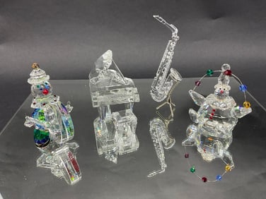 Grouping Of (4) Musical Crystal Figurines - Swarovski, Iris Arc, Crystal World