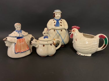 Vintage Shawnee Pottery Lot - (3) Pitchers & (1) Cookie Jar