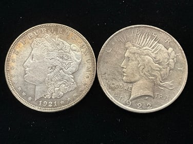 1921, 1922 U.S. Morgan and Peace Silver Dollars