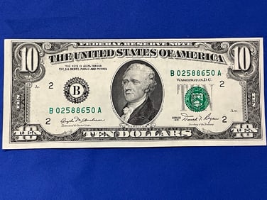 Uncirculated 1981 $10 Federal Reserve Note Double Face Misprint Error