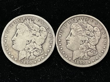 (2) 1890 U.S. Morgan Silver Dollars