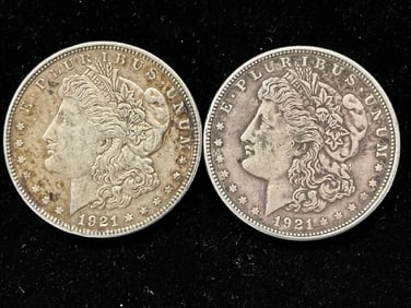 (2) 1921 U.S. Morgan Silver Dollars