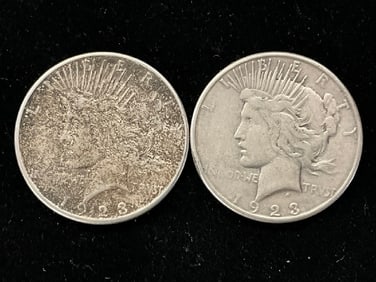 (2) 1923-S US Silver Peace Dollars