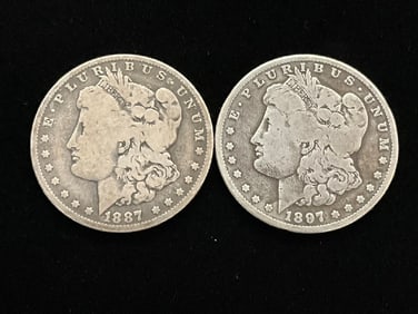 1887-S ,1897-S Morgan Silver Dollars