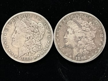1889-O, 1891-O Morgan Silver Dollars