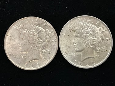 Lot of (2) 1923-P Silver Peace Dollars