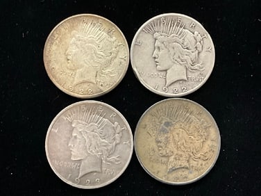 Lot of (4) Silver Peace Dollars