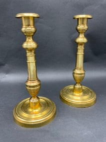 A Pair, Solid Tall Brass Candlesticks