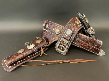 Vintage Artisan Tooled Leather Gun Holster