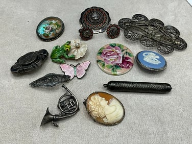 Estate Compiled Sterling Silver Jewelry Group and Costume