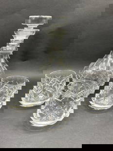 Signed Waterford Crystal Decanter w/ (3) Whiskey Glasses: Signed Waterford Crystal Decanter w/ (3) Whiskey Glasses.Dimensions: Glasses - 3” Decanter - 9 1/2”