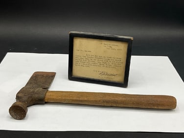 Axe Used During Admiral Peary Expedition Artic Club Steamer 1909