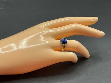 14K White Gold Star Sapphire and Diamond Ring
