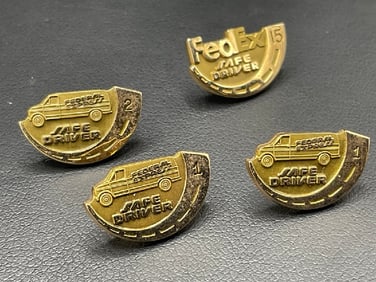 Four (4) Federal Express 10K Gold "Safe Driver" Award Pins