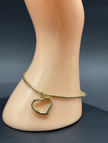 14K Yellow Gold Heart Bracelet, Made in Italy