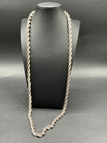 Heavy Signed Vintage Taxco 34" Sterling Silver Necklace