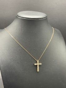 10K 1/2ct. Diamond Cross Necklace w/ 21" Chain