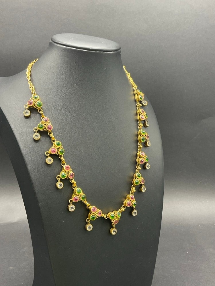 16?? 14K Gold Filled Antique Necklace with Stones (1 of 7)