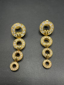 18K Yellow Gold Di Modelo Tempia Diamond Circle Drop Earrings