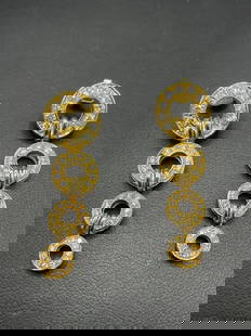 18K Yellow Gold Di Modelo Tempia Diamond Circle Drop Earrings: 18K Yellow Gold Di Modelo Tempia Diamond Circle Drop Earrings.Total weight: 15.7 grams.1 1/2 Carat Diamonds 1 1/2”/Drop 1/2” Wide 88 Diamonds.