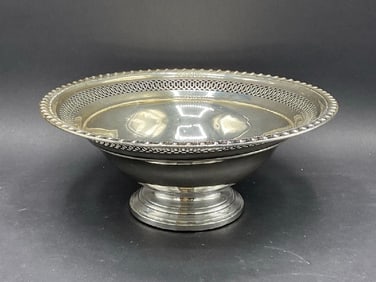 Large Weighted Sterling Silver Openwork Pedestal Bowl