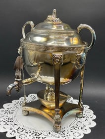 Important 19th Century English Regency Hot Water Kettle with Lions and Egyptian Sphinx
