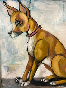 Oil on Board Painting of a Chihuahua Signed Jennifer Gage