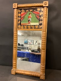 Antique Federal Reverse Painting Glass Gold Gilt Mirror