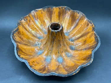 Primitive Glazed Redware Bundt Pan