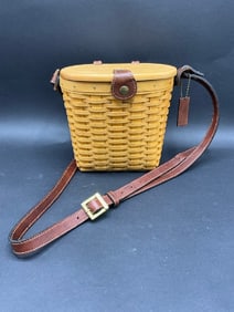 Longaberger Medium Saddlebrook Shoulder Purse w/ Leather Strap