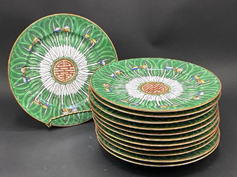 (12) Old Chinese Famille Verte Porcelain Plates (1 of 4)