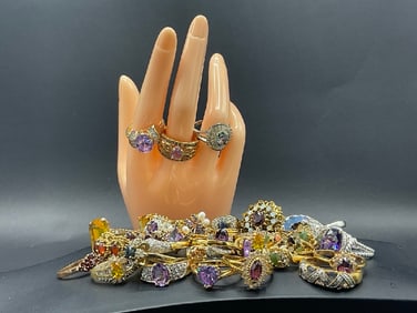 Large Collection of Glitzy Costume Estate Rings