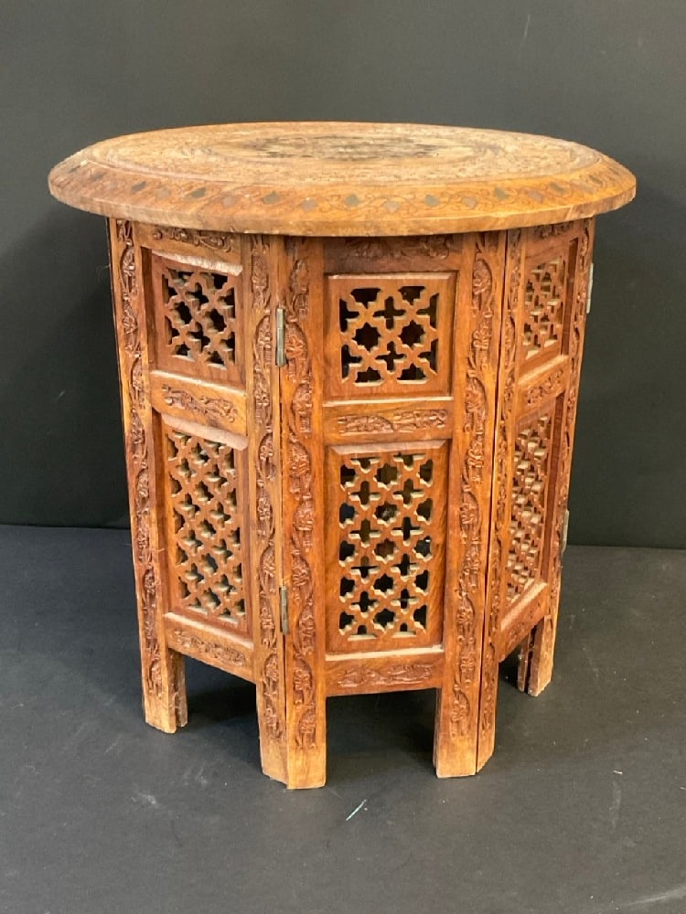 Anglo-Indian Teakwood Table: Anglo-Indian Teakwood Table.Dimensions 15.5” H x 15” W x 15” DPlease see photograph Preview